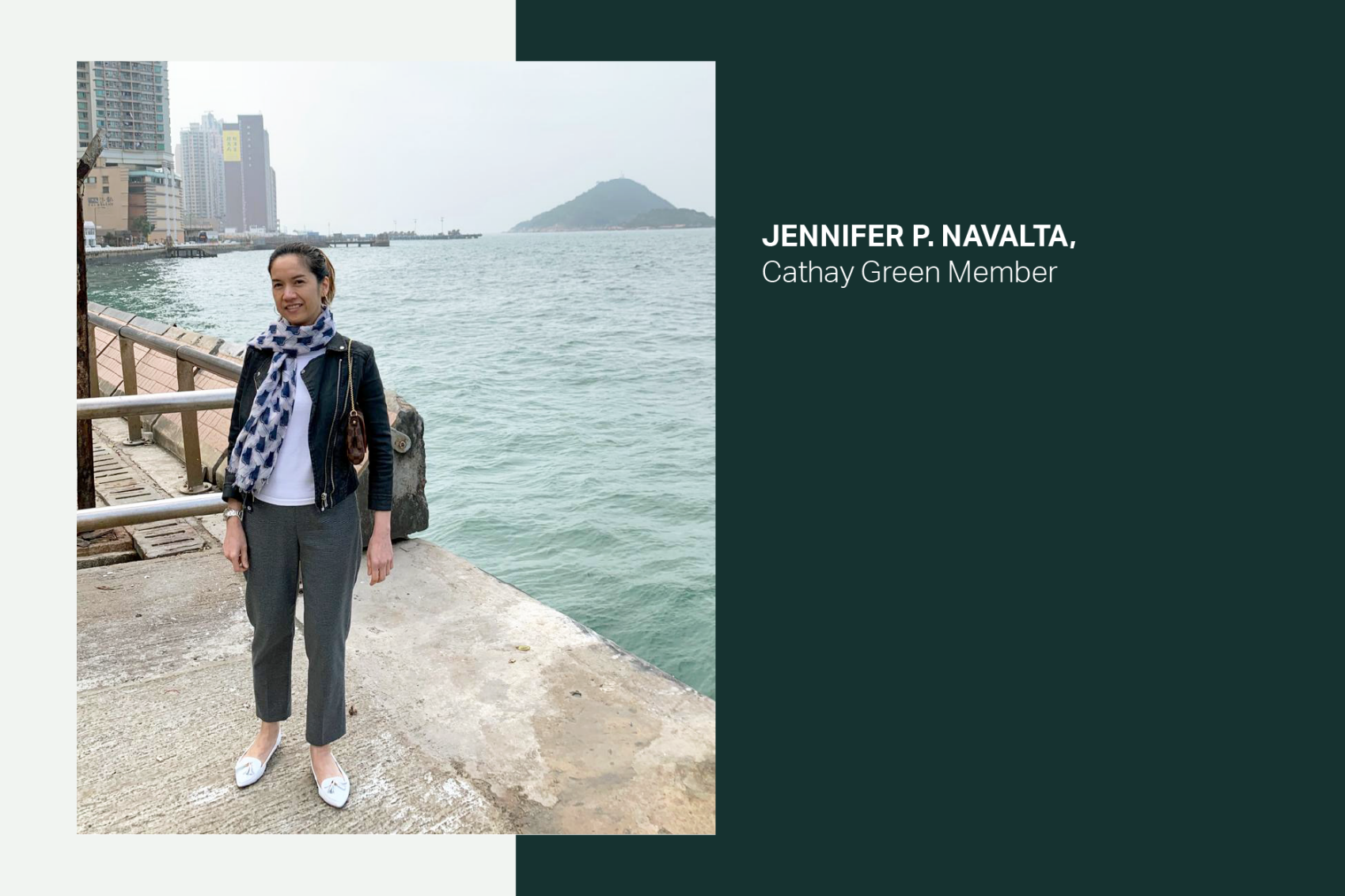 Jennifer P. Navalta smiling on the waterfront.